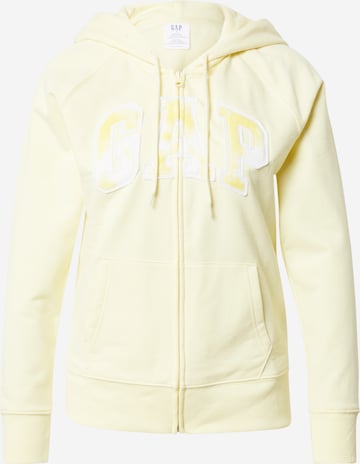 GAP Zip-Up Hoodie 'NOVELTY' in Yellow: front