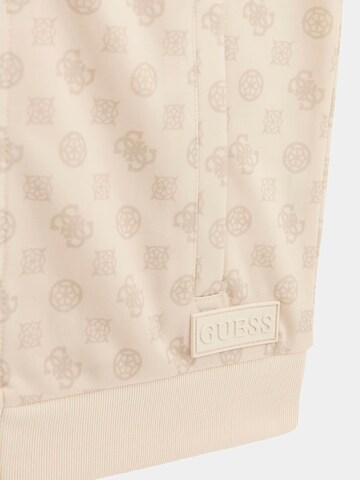 GUESS Zip-Up Hoodie 'Guess' in Beige