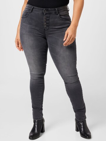 ONLY Carmakoma Skinny Jeans 'Vicky' in Zwart: voorkant
