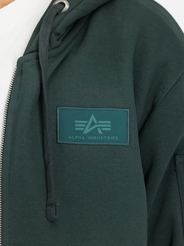 ALPHA INDUSTRIES Sweatjacke 'Backprint' in Grün