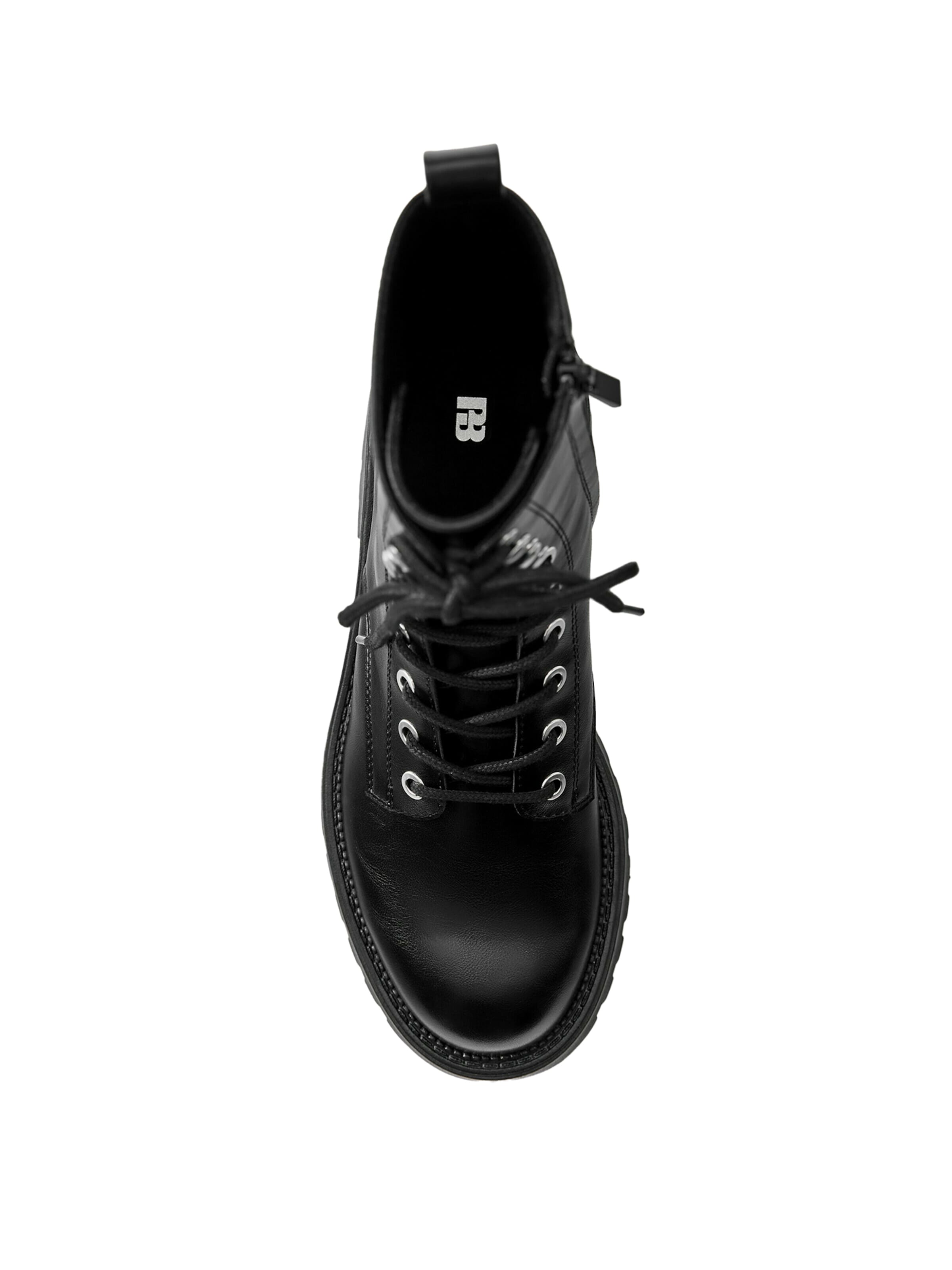 Pull&Bear Schnürstiefelette in Schwarz