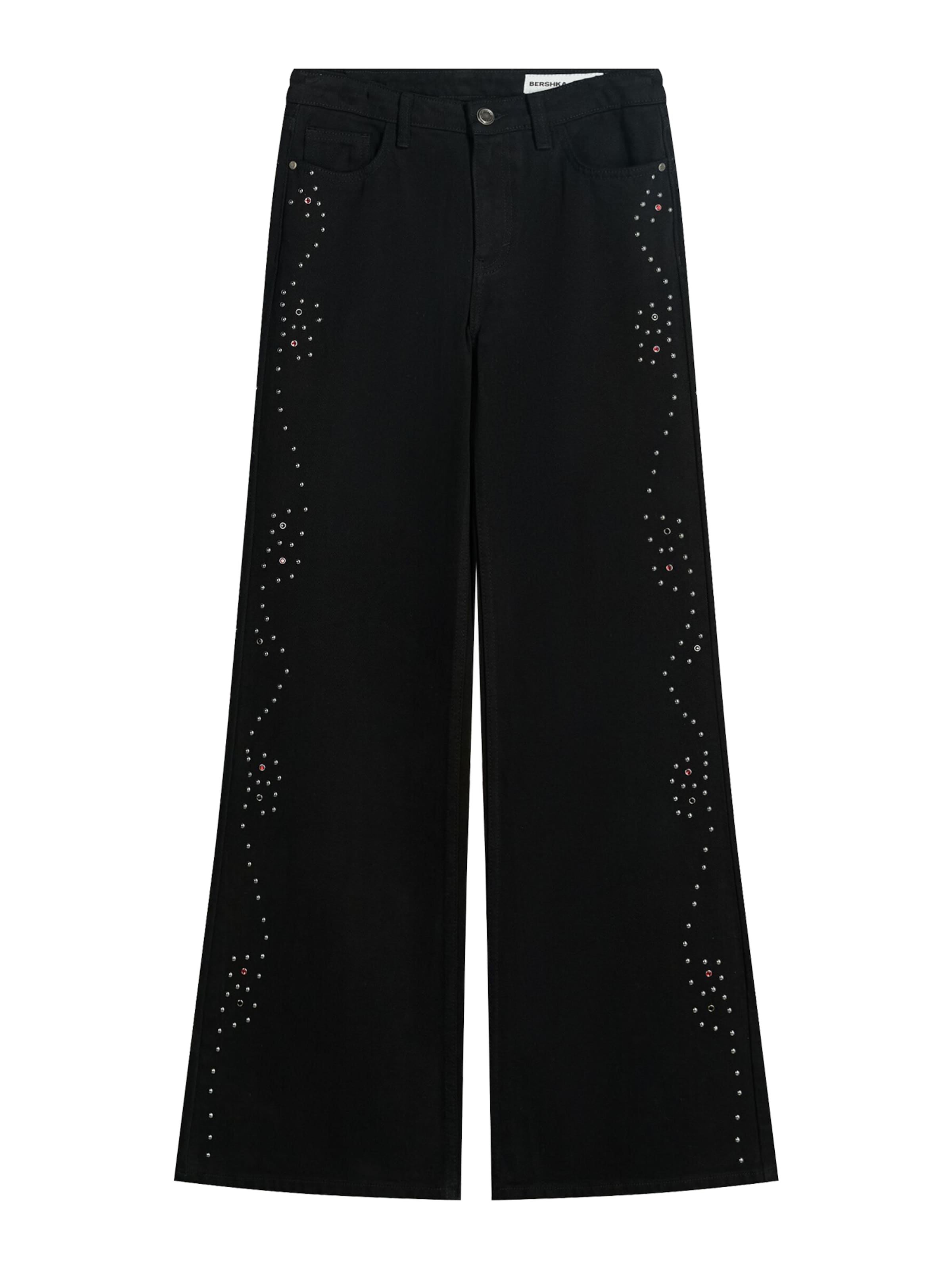 Wide leg Jeans di Bershka in nero: frontale