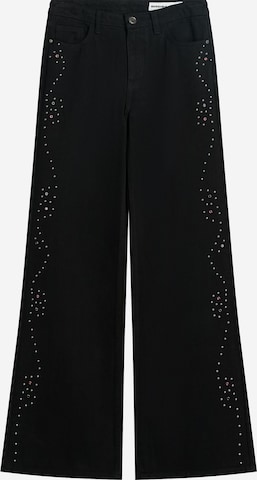 Bershka Wide Leg Farkut värissä musta: etupuoli