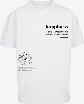 T-Shirt 'happiness' F4NT4STIC en blanc : devant