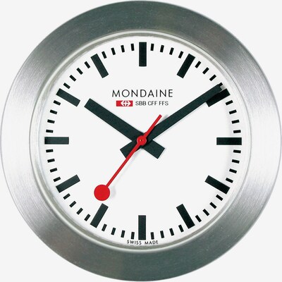 Mondaine Wanduhr in rot / schwarz / silber / weiß, Produktansicht