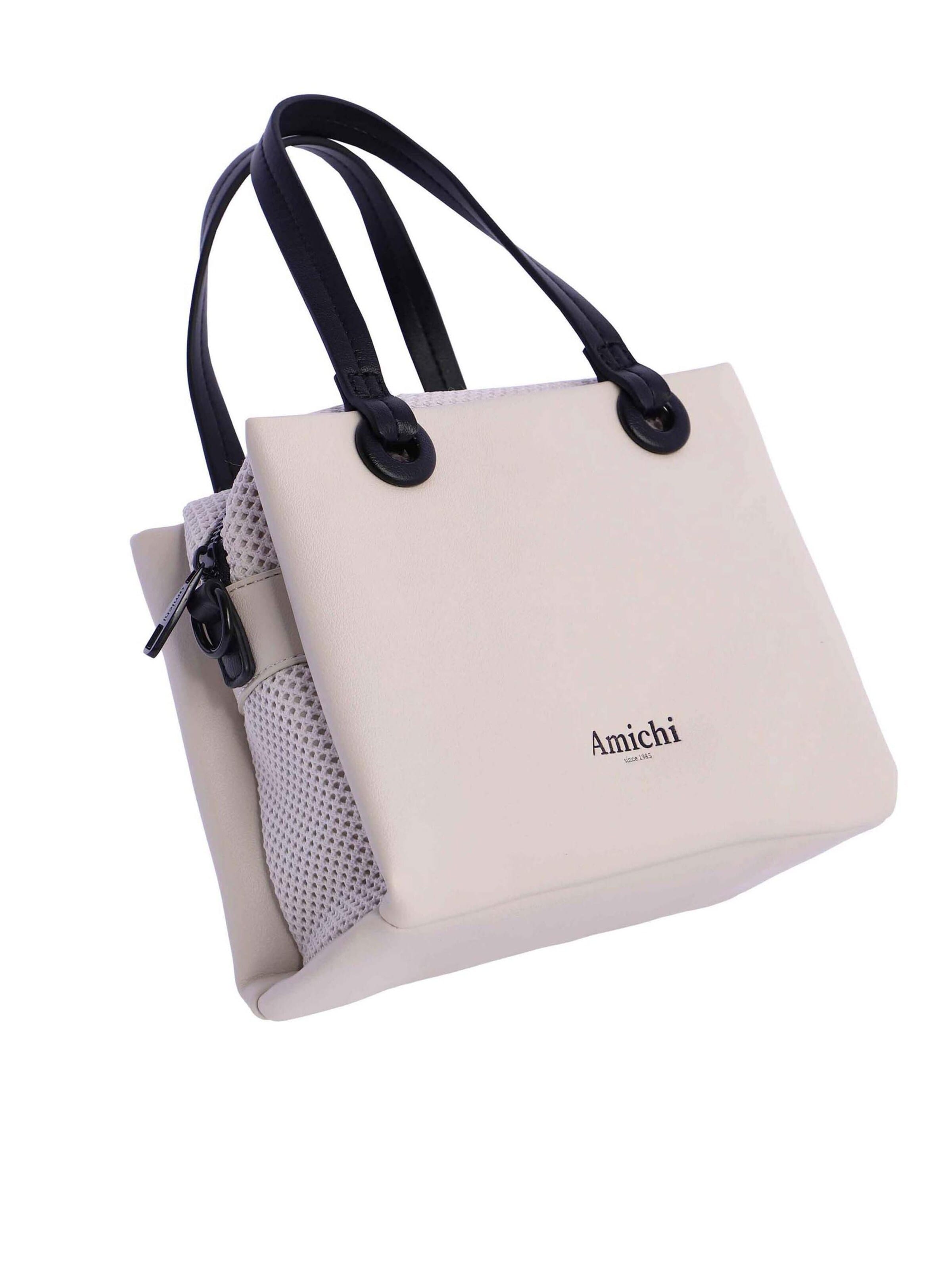 Amichi - Bolso de mano 'Bolso de mano para mujer Maui de piel sintética con cremallera' en blanco