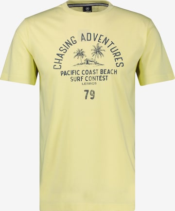 LERROS T-Shirt mit O-Neck aus softer Baumwolle mit Summervibe-Print in Gelb: Vorderseite