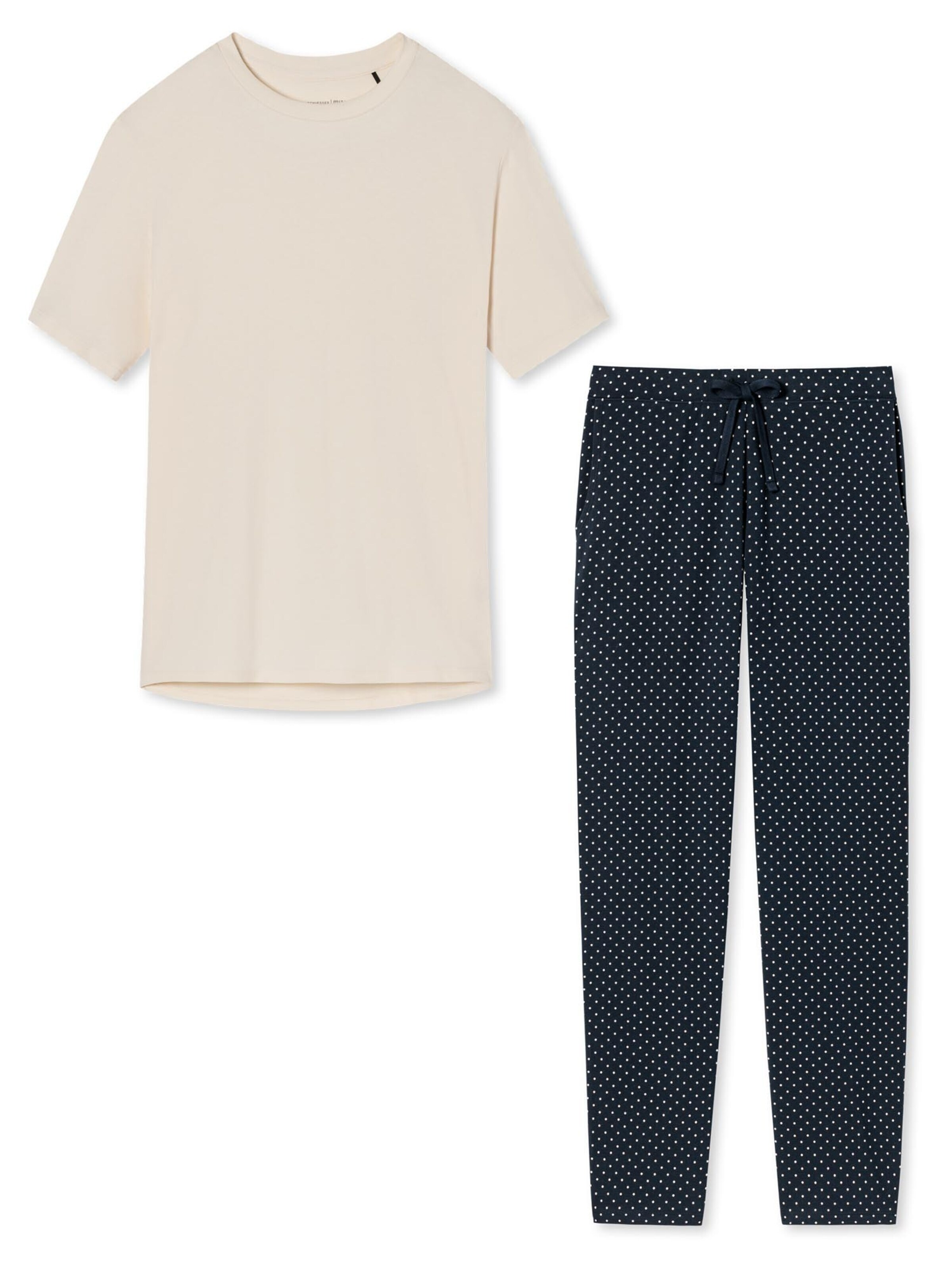 SCHIESSER Pyjama 'Organic Cotton' in Wit: voorkant