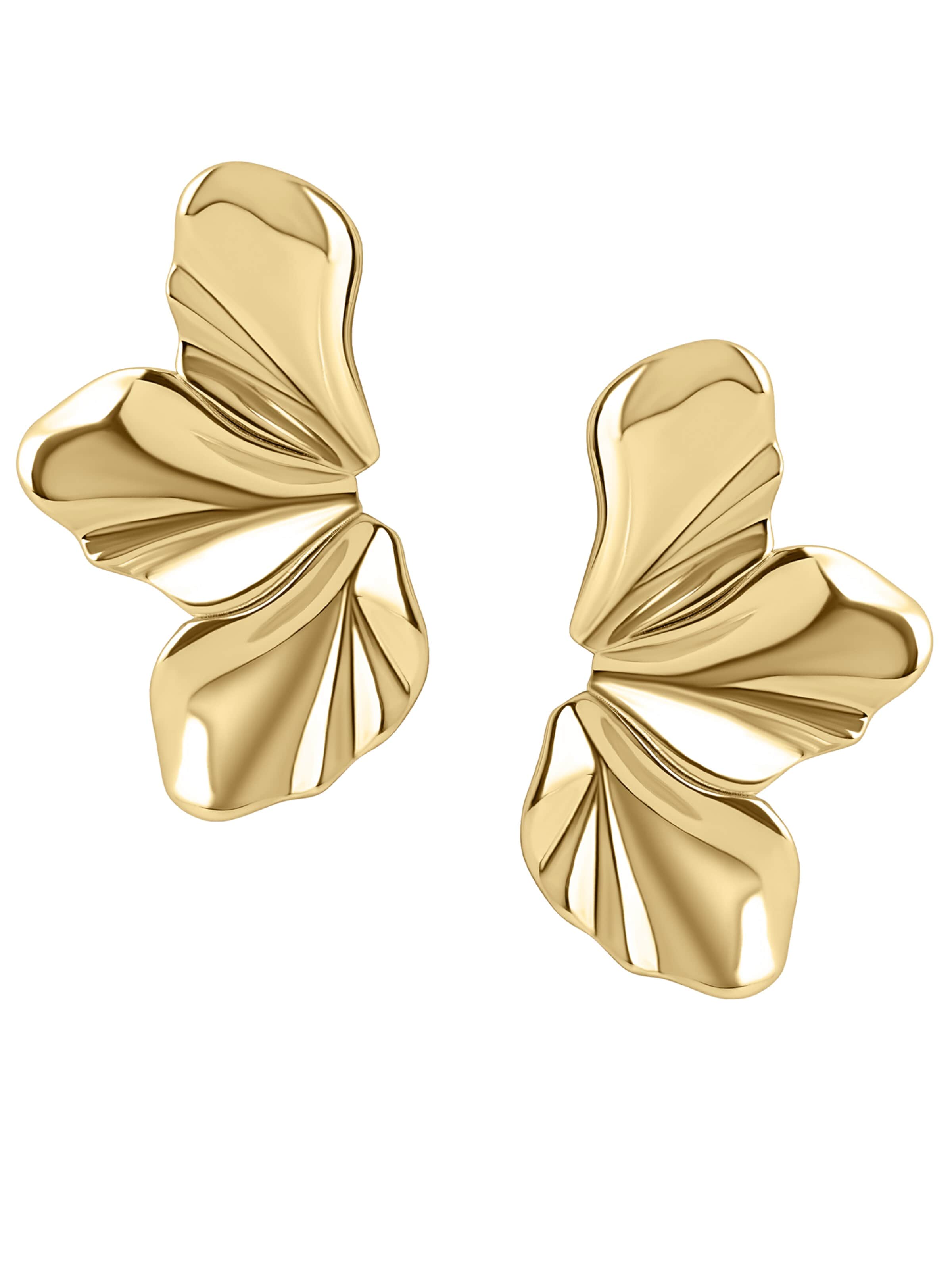 CLASSYANDFABULOUS Jewelry Earrings 'Sculptural Flow' in Gold: front