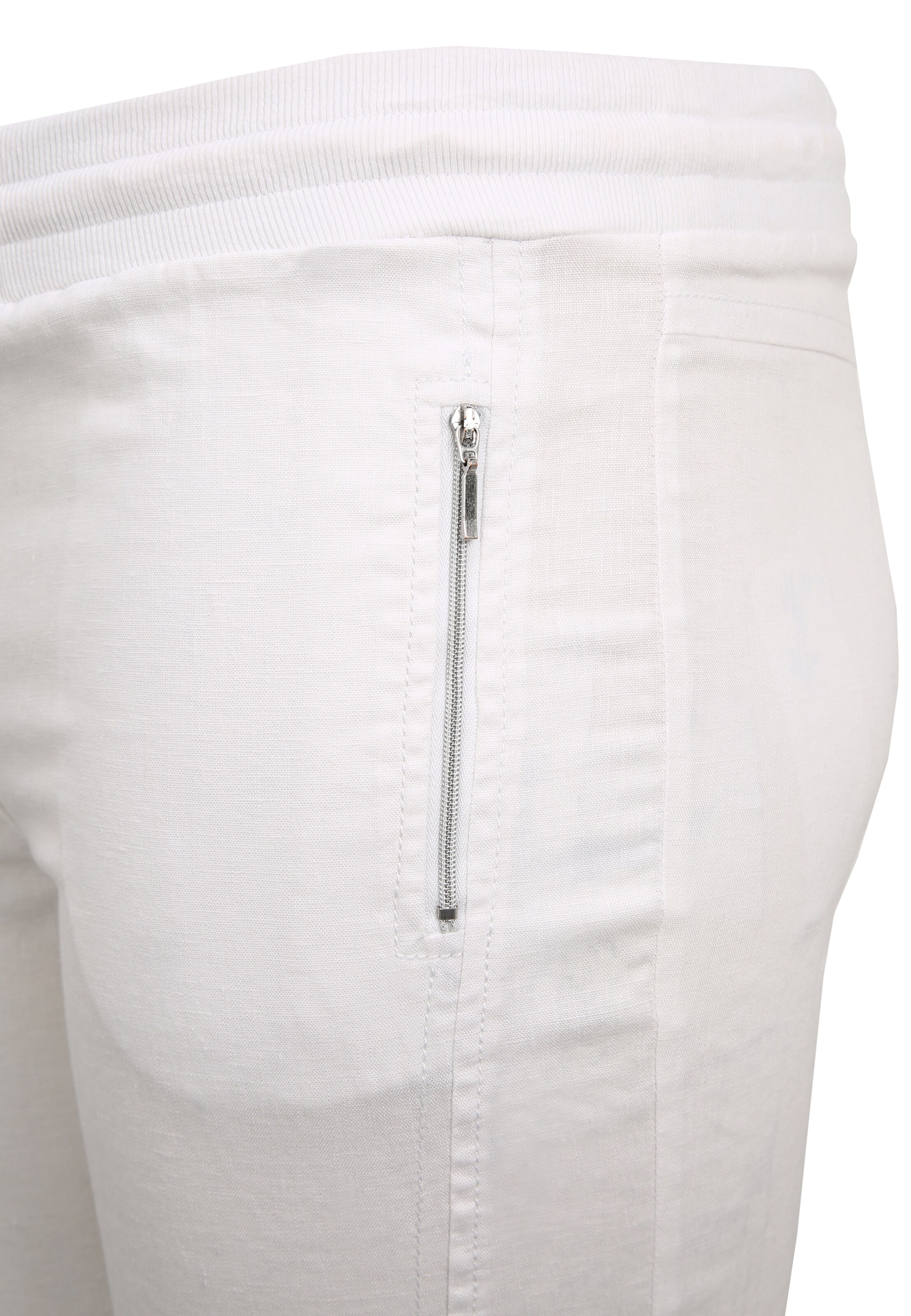 Frauen Große Größen Doris Streich Leinenhose mit Reißverschlusstaschen in Weiß - DG62162