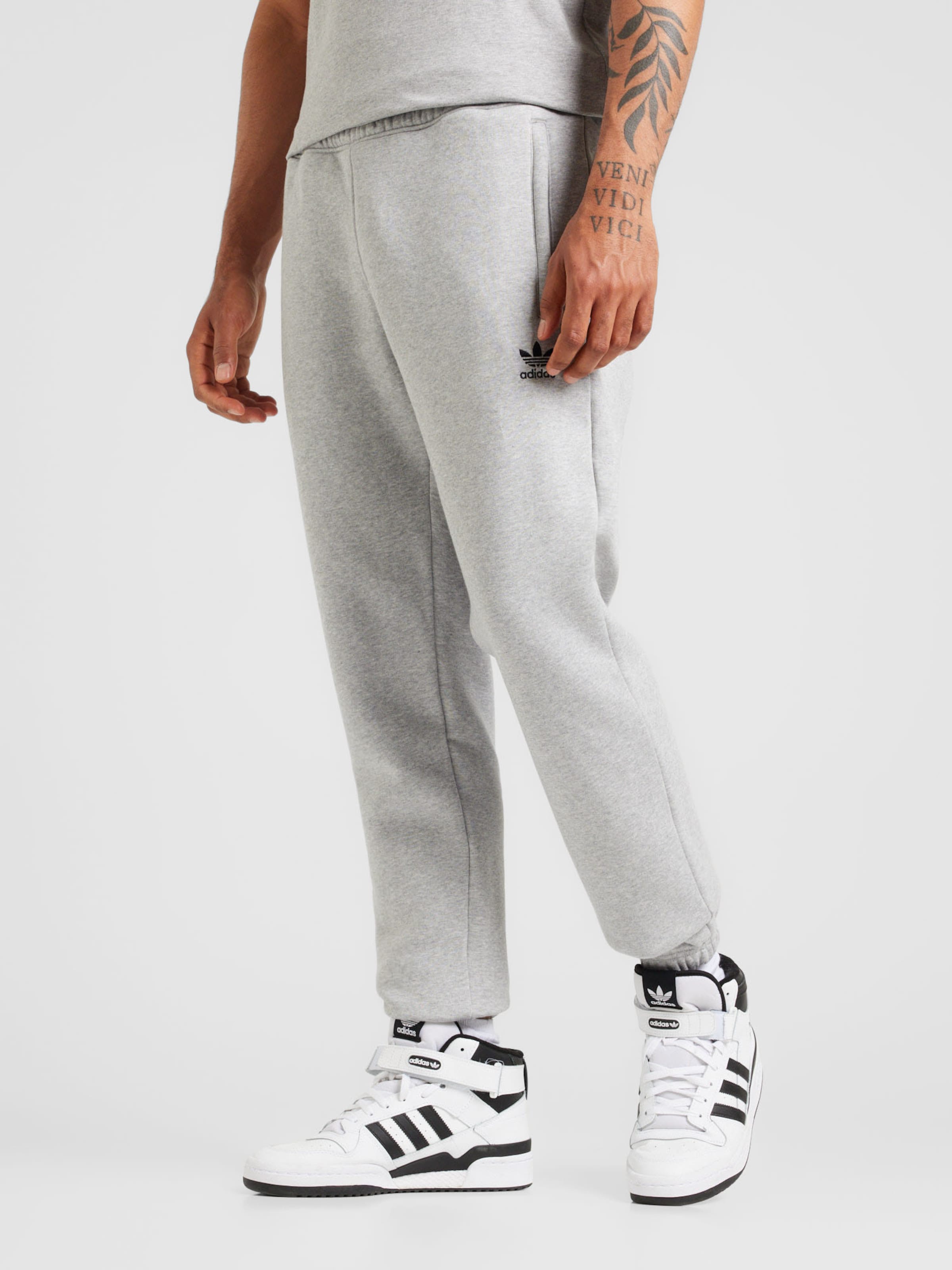 Adidas Originals Pants Trefoil Essentials male Grey Melange Size Xs