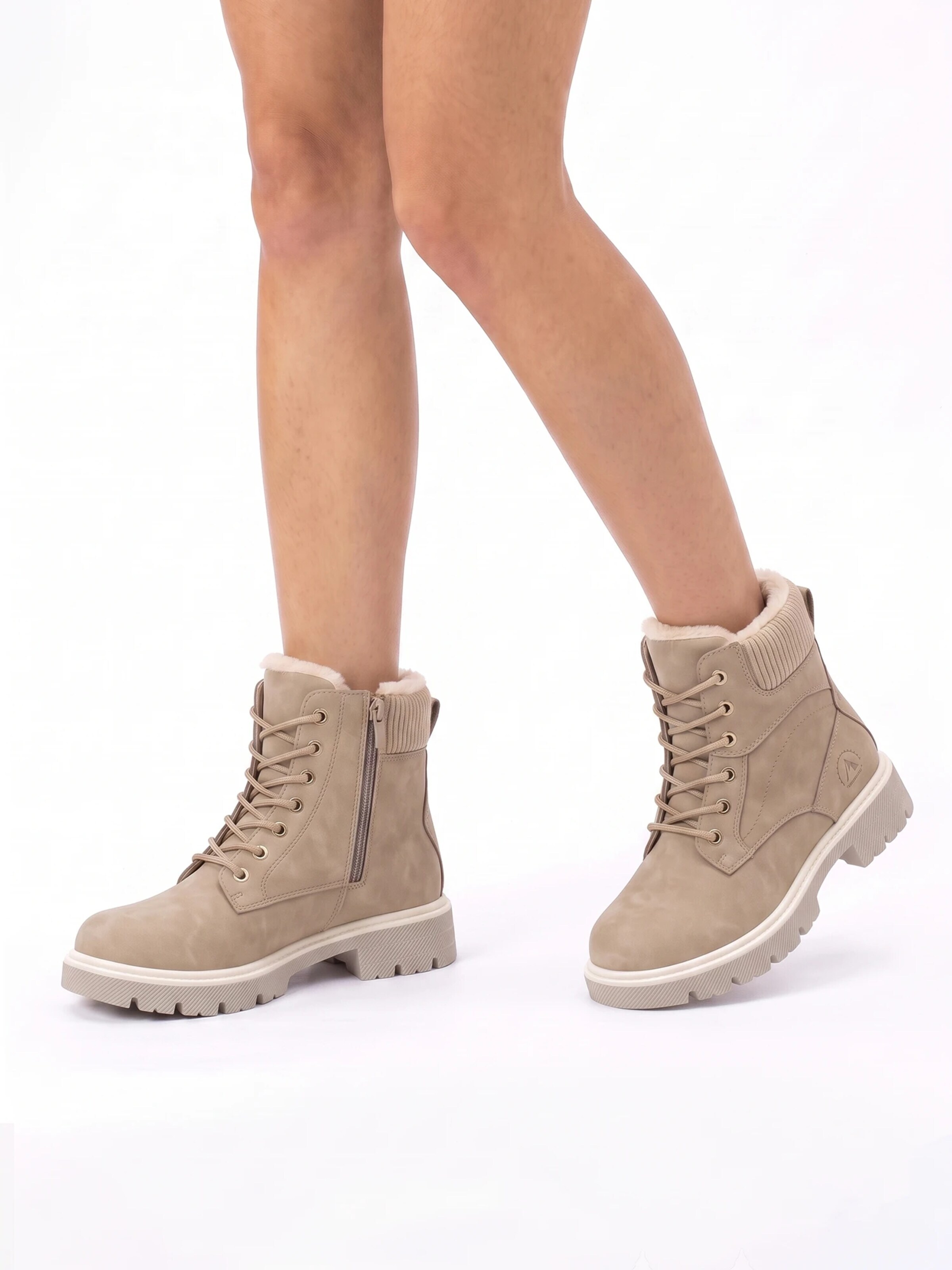 TorWeit Enkellaarsje 'Collar Lace Up Casual Ankle Boots' in Bruin