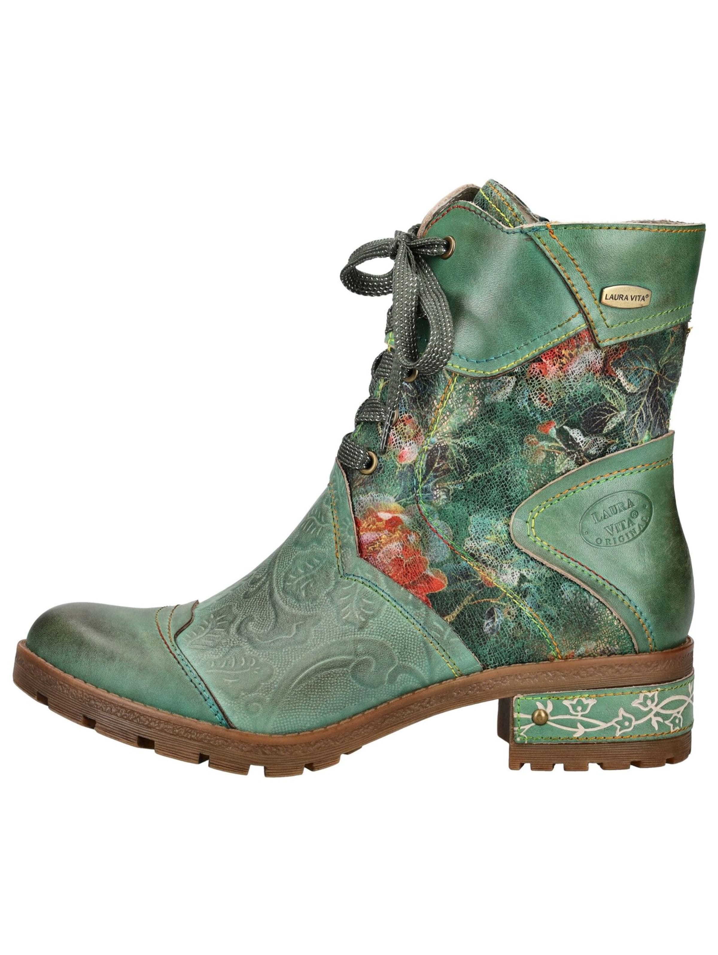 Laura Vita Lace-Up Ankle Boots in Green