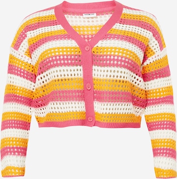 Noisy May Curve Knit Cardigan in Pink: front