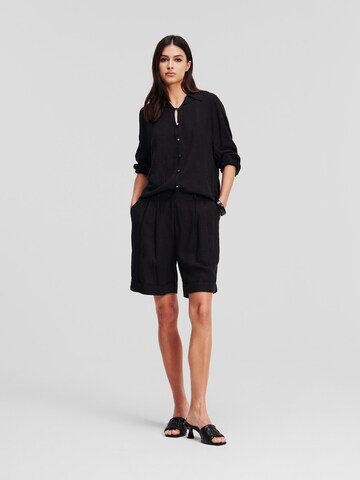 Karl Lagerfeld Loose fit Pleat-Front Pants in Black