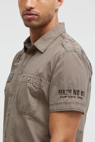 CAMP DAVID Slim fit Button Up Shirt in Brown
