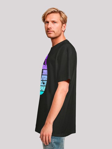 F4NT4STIC T-Shirt 'Retro Alien Weltraum Sonnenuntergang' in Schwarz