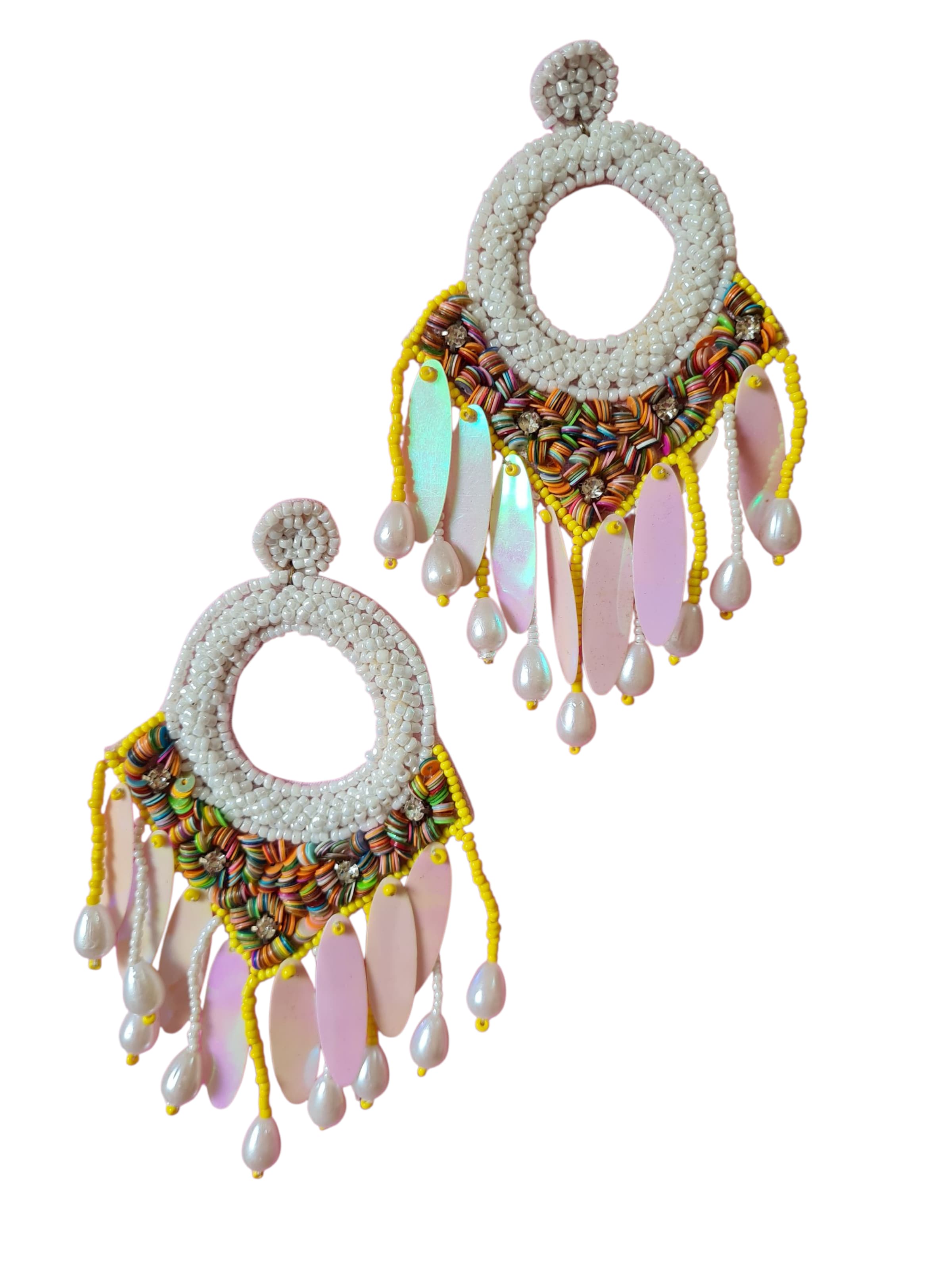 PfauGermany Earrings 'Hangeing Beads' in White