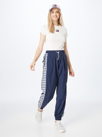 Tommy Jeans Tapered Pants 'Gingham' in Blue