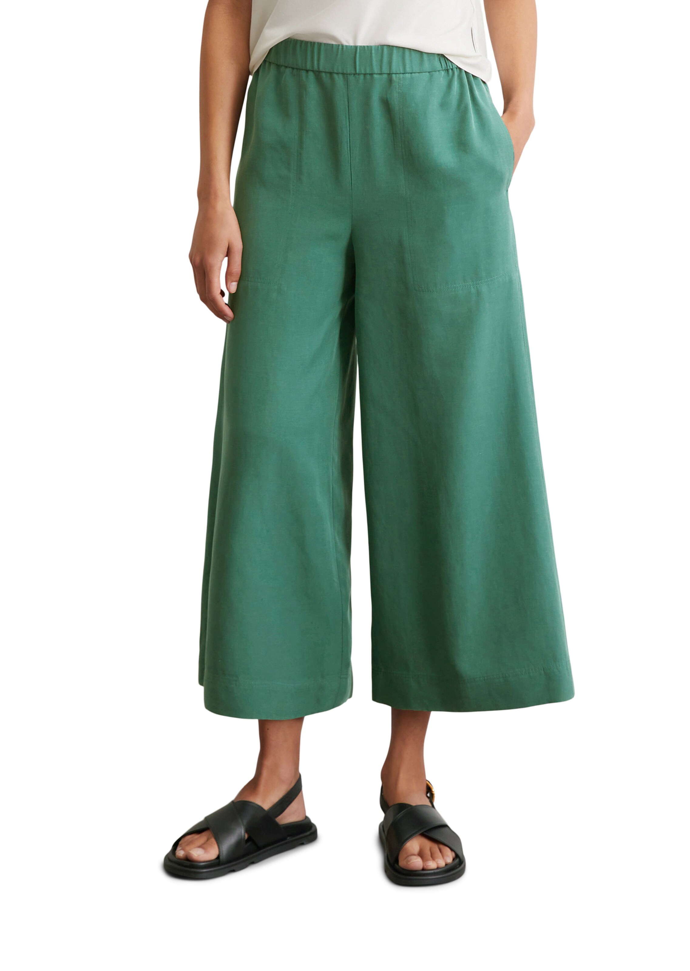 Marc O'Polo Wide Leg Hose in Grün: Vorderseite