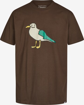 Cleptomanicx T-Shirt 'Smile Gull' in Braun: predná strana