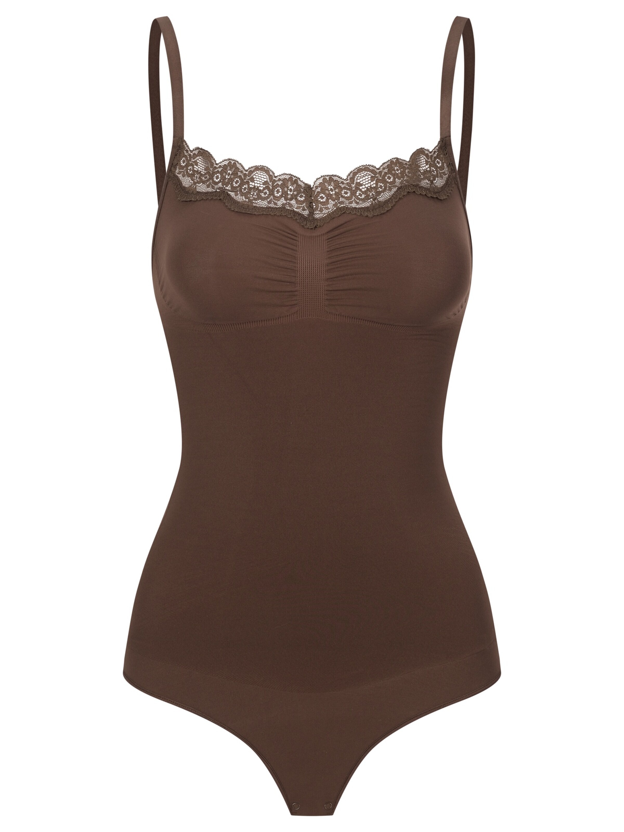 cfab (formerly creamy fabrics) Shaping bodysuit 'Bodysuit Sculpting Shapewear mit Lace' in Brown: front