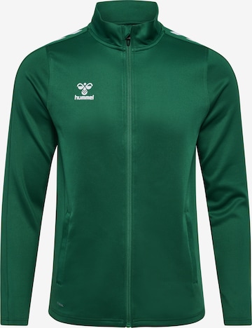 Hummel Athletic Zip-Up Hoodie 'CORE XK POLY' in Green: front