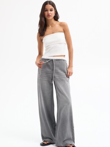 Wide Leg Jean Pull&Bear en gris