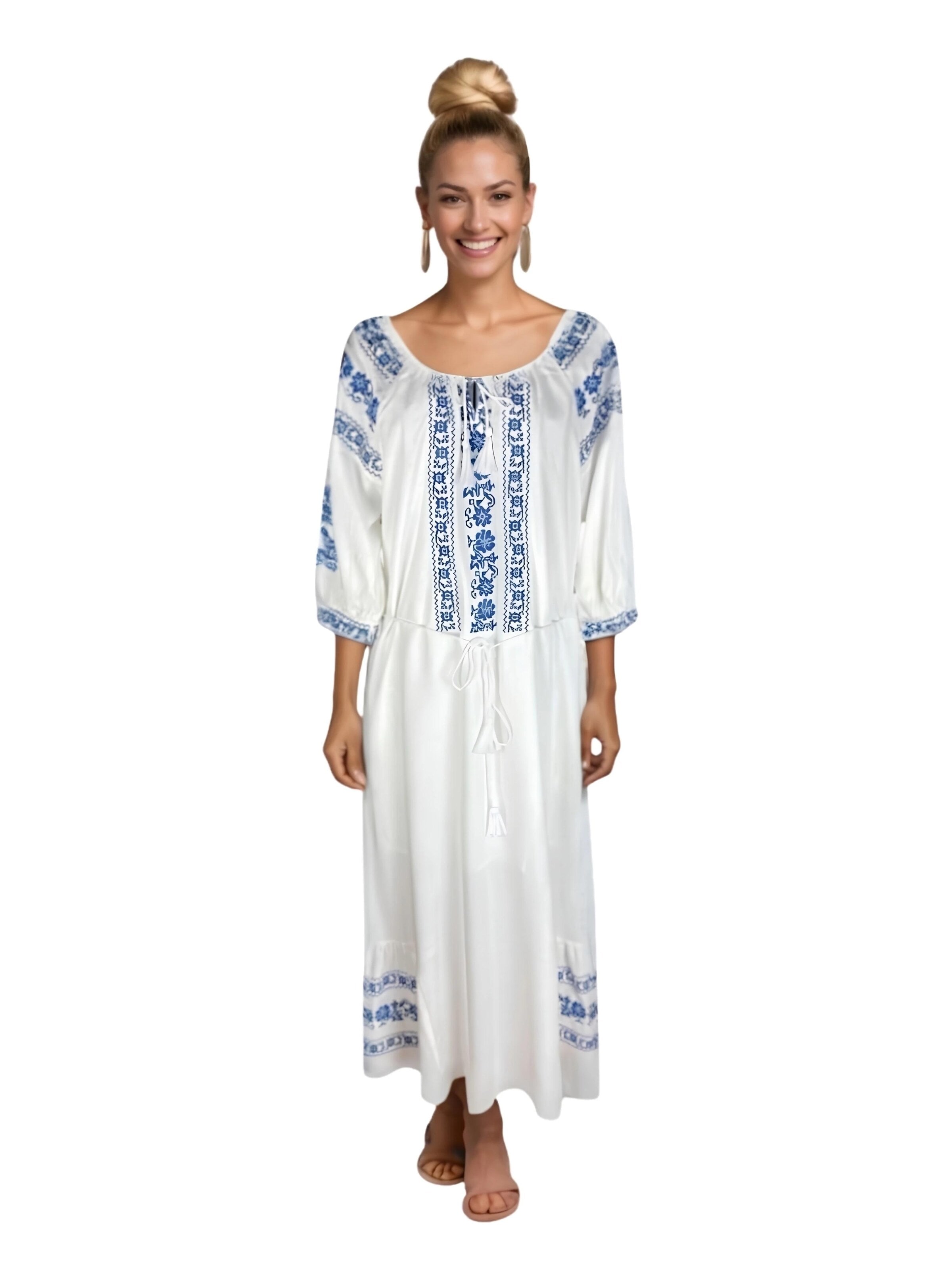 Rody’s forever - Vestido 'Damenkleid S25 weiß/blau , marimea L' em branco