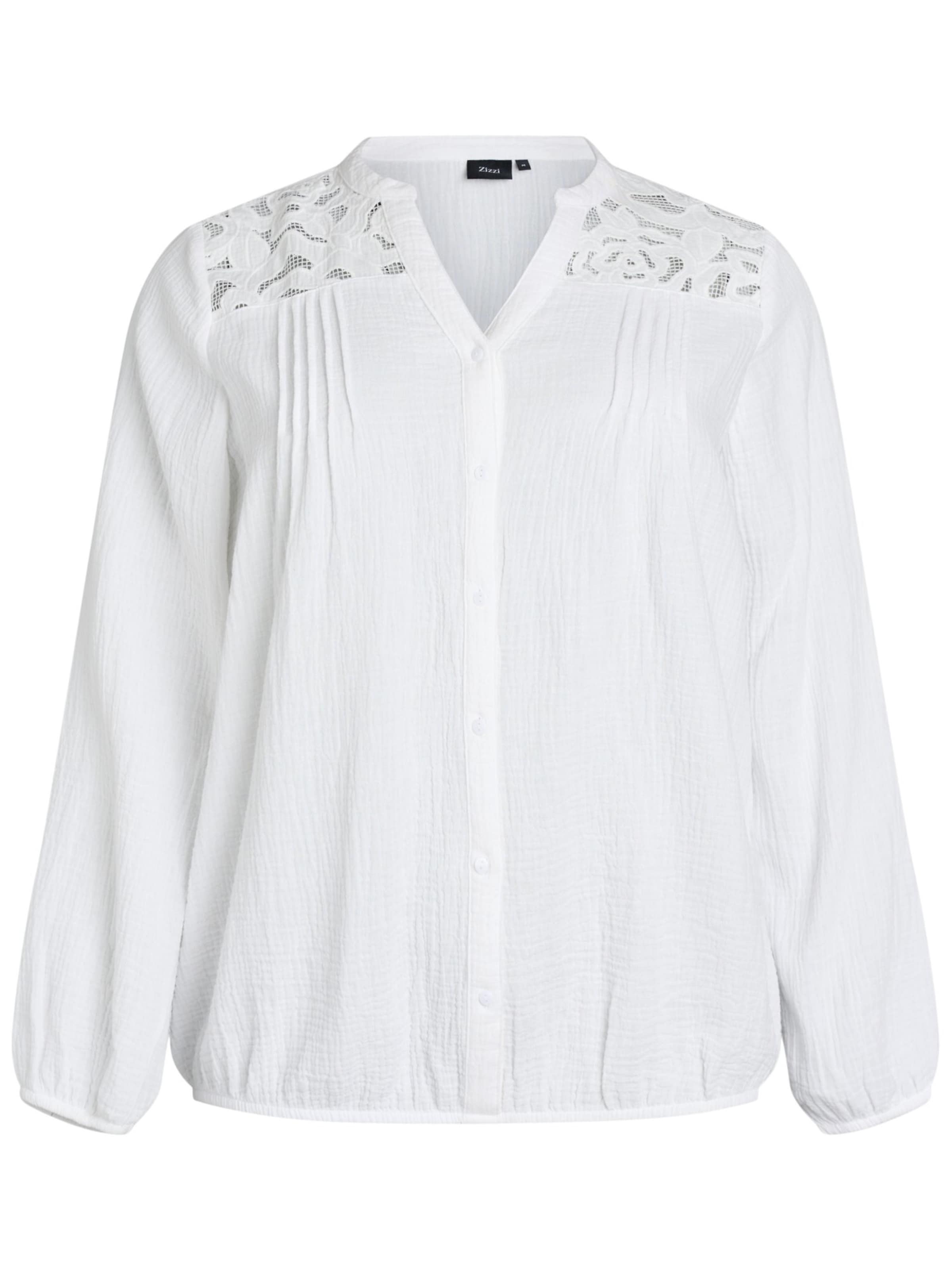 Camicia da donna 'Vviva' di Zizzi in bianco: frontale