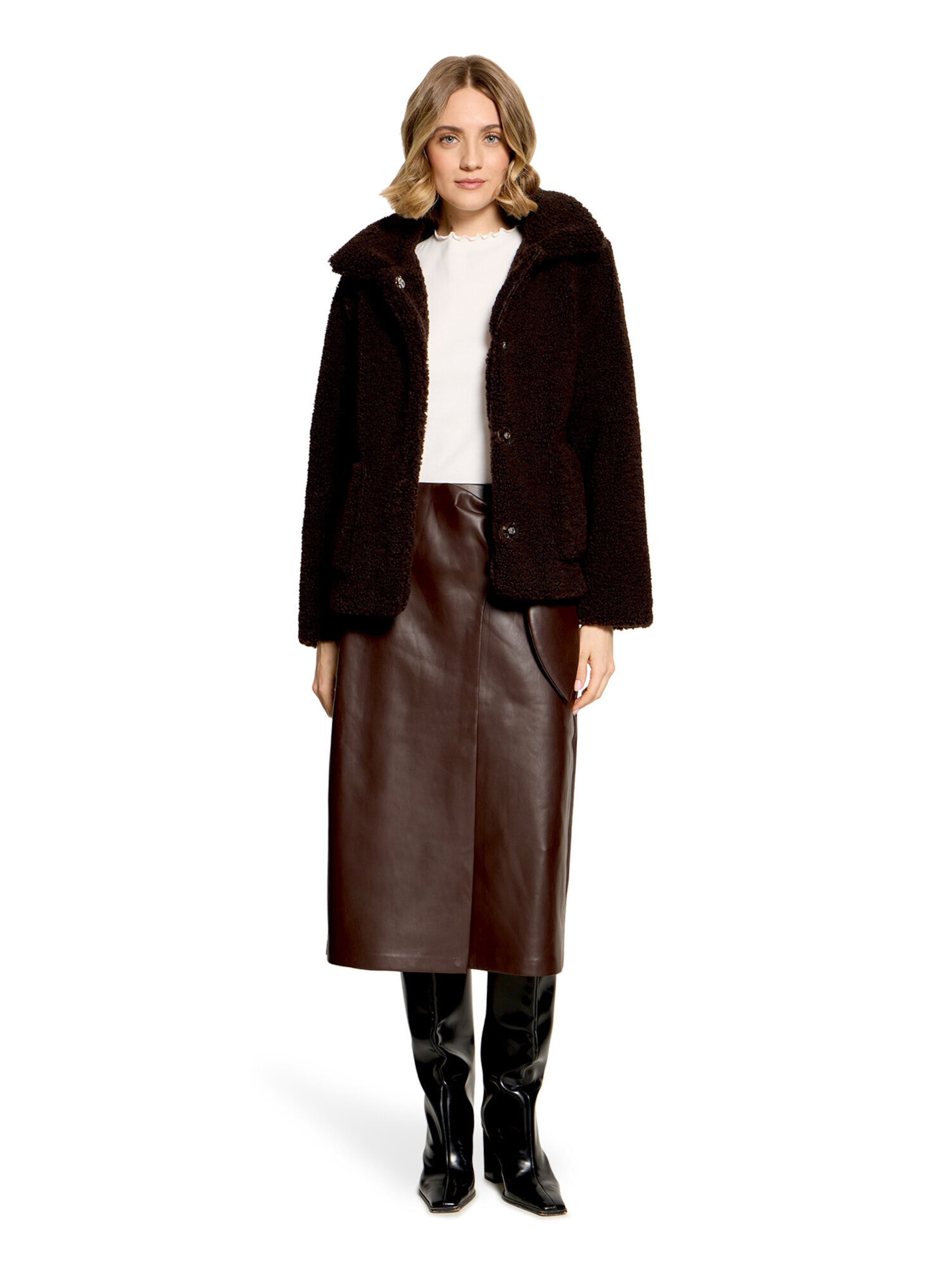 Cartoon Plüschjacke mit Kragen in Braun