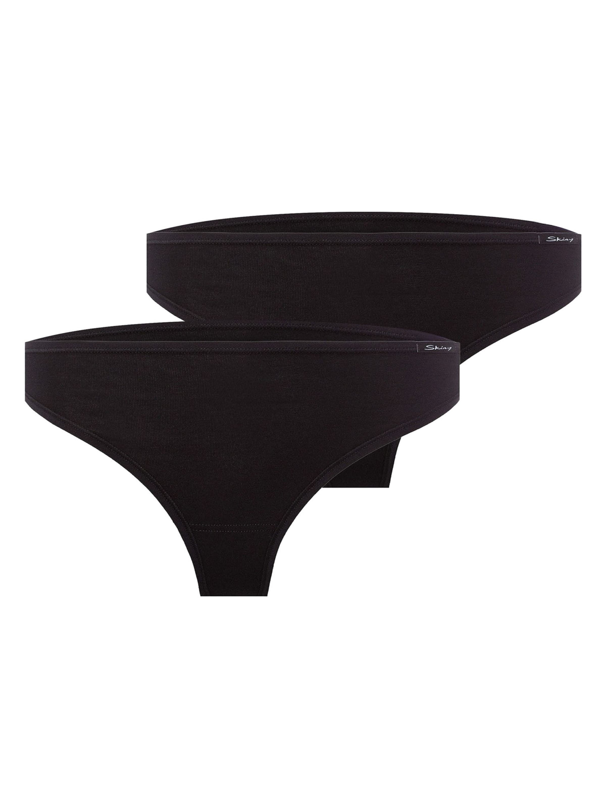 Skiny Thong ' Cotton Advantage ' in Black: front