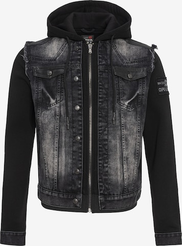 CIPO & BAXX Jacke CJ307 abgerundet mit metallischen Details in Schwarz: Vorderseite