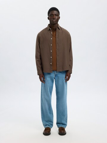 SELECTED Regular Fit Hemd 'SLHREGNOAH' in Braun