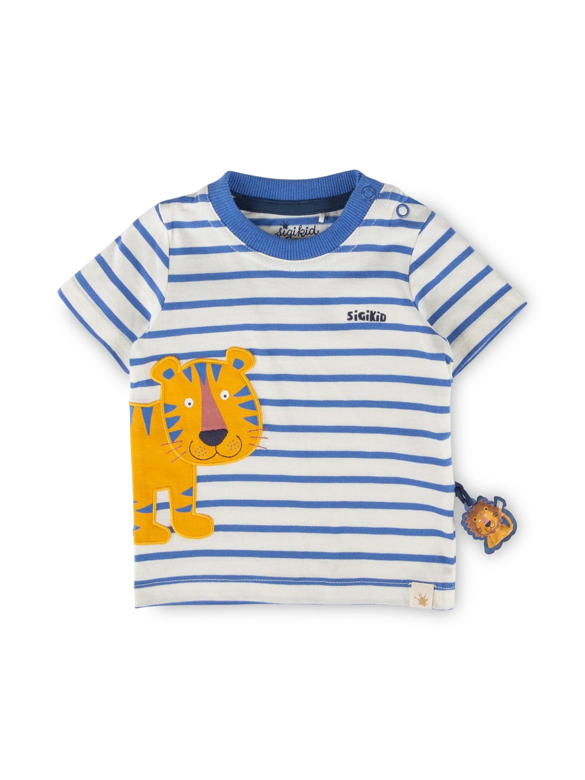 SIGIKID Shirt 'T-Shirt Tiger & Löwe' in 62/Regular in blau / gelb / weiß, Produktansicht