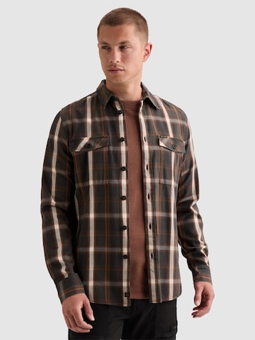 Coupe regular Chemise 'Shirt with lumberjack check pattern and herringbone texture' PME Legend en marron