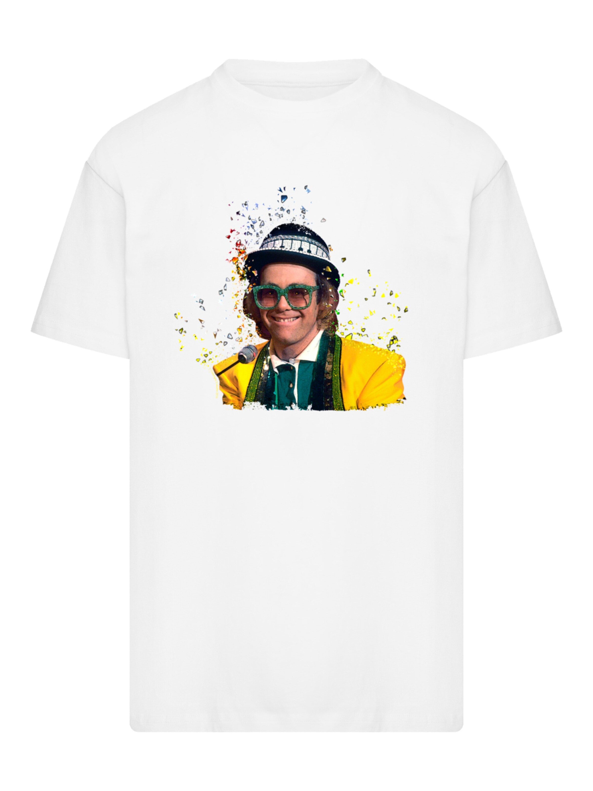 F4NT4STIC Shirt 'TV Times Elton John At The Piano 1977' in White: front