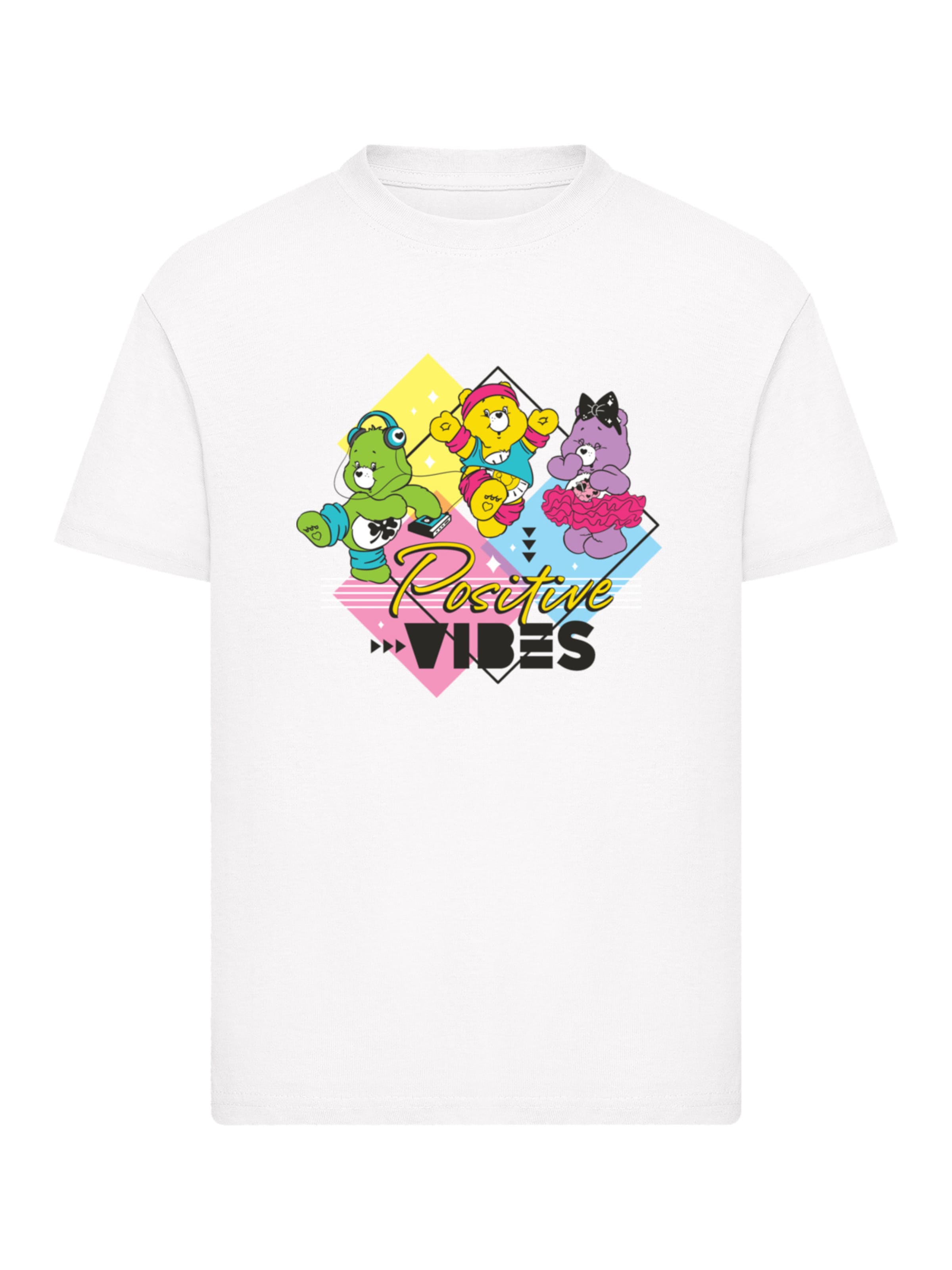 T-Shirt 'Care Bears Good Luck Bear Positive Vibes' F4NT4STIC en blanc : devant