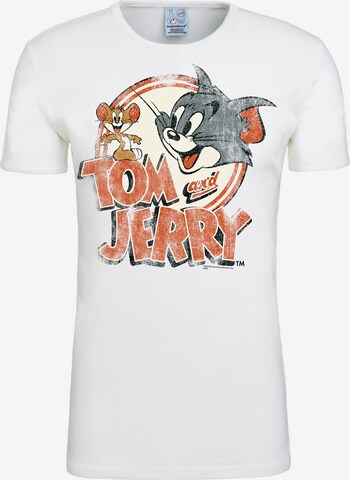 LOGOSHIRT T-Shirt Tom & Jerry - Logo in Weiß: predná strana