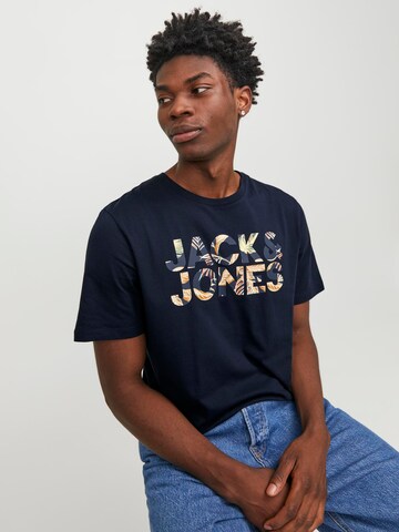 JACK & JONES Tričko 'JEFF' - Modrá