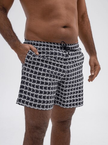 HACOY - Bermudas 'Monogram' en negro: frente