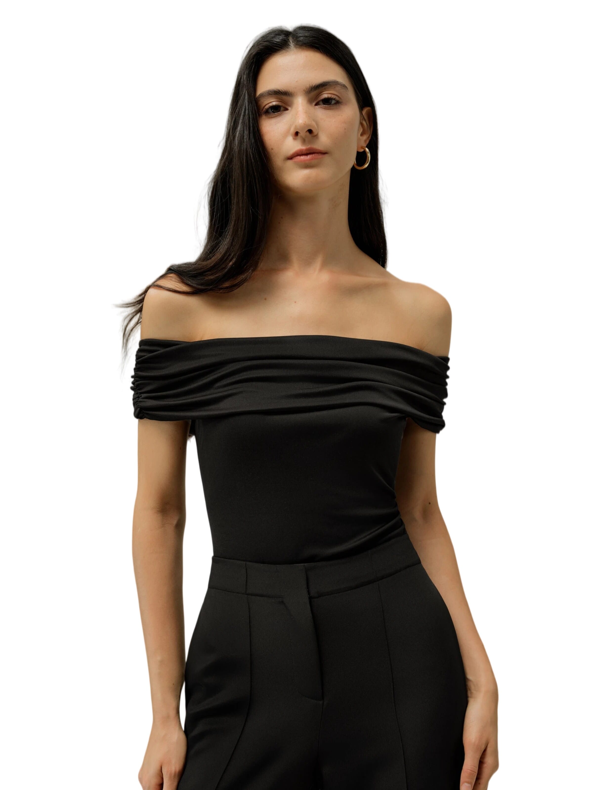 Lilysilk - Top 'Seidenjersey Schulterfreies Top' en negro