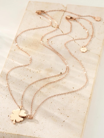 Chaîne 'Interlocking Clover & Heart' Hey Happiness en or