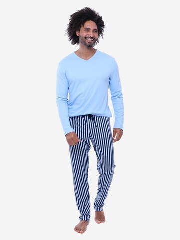 Mey Long Pajamas 'Graphic Stripes' in Blue