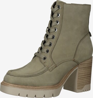 TAMARIS Lace-Up Ankle Boots in Green: front