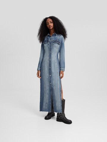 Bershka Shirt Dress in Blue