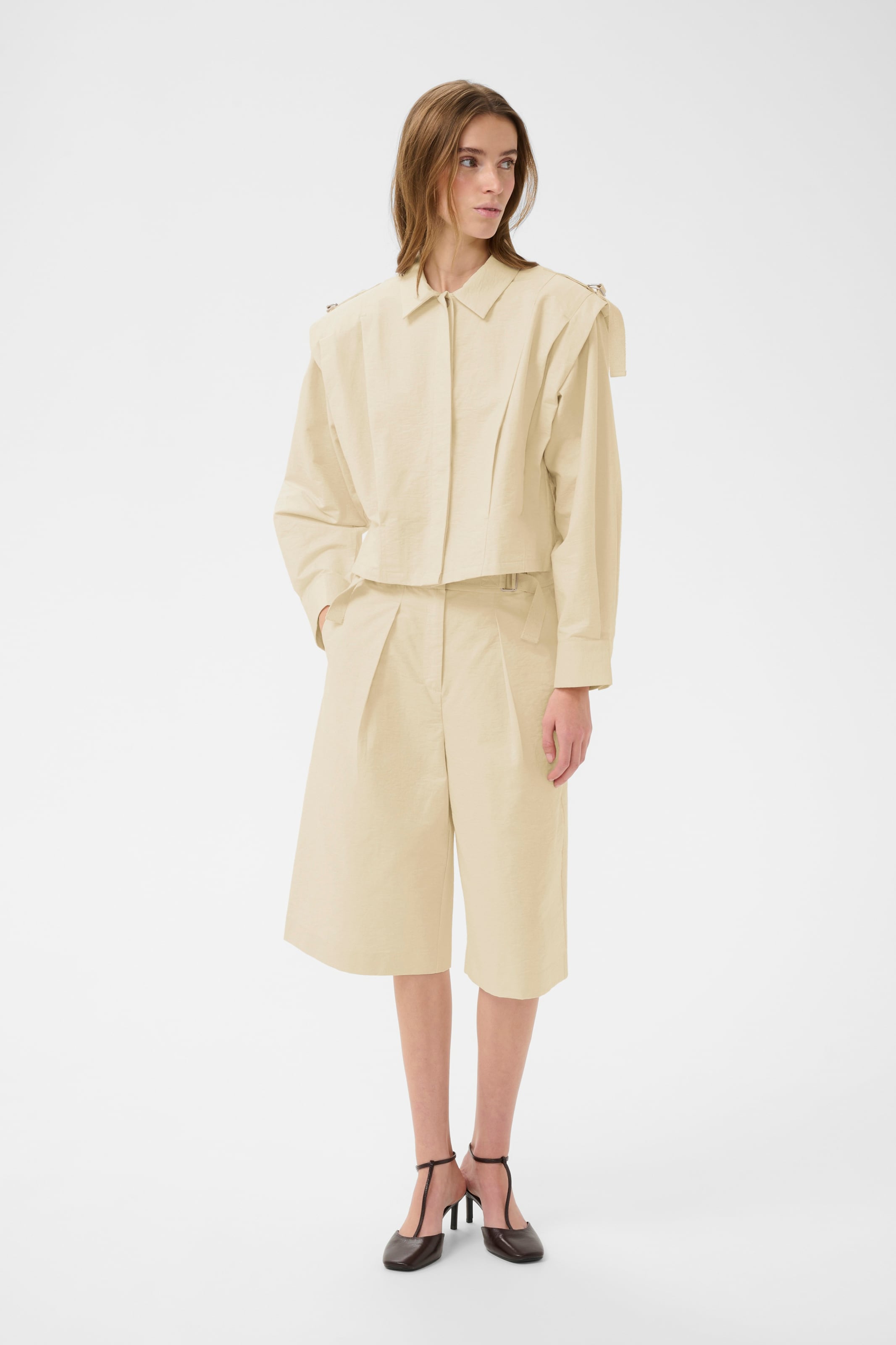 KAREN BY SIMONSEN Wide leg Trousers 'KBFalka' in Beige: front