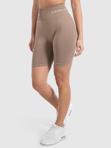 Skinny Pantalon de sport 'Azura' Smilodox en marron : devant