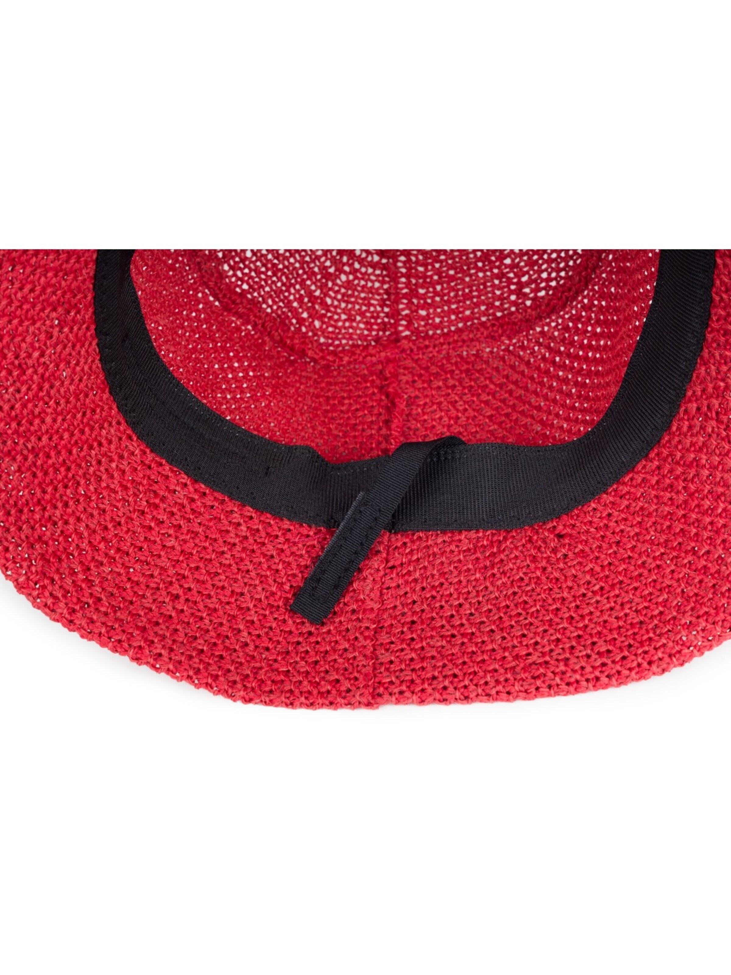 styleBREAKER Hut 'Fischerhut aus Papierstroh - Knautschhut'‌‌‌‌‌‌‌‌‌‌ in Rot