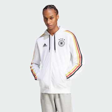 ADIDAS SPORTSWEAR Athletic Zip-Up Hoodie 'DFB DNA' in White: front